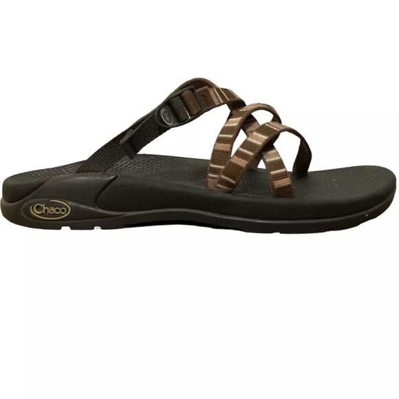 Chaco Zong Z2 Strappy Sport Sandals Striped Slip On Outdoor Brown Black 10 - Picture 1 of 7